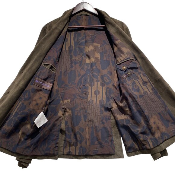 ETRO Super Soft Suede Goat Skin 2 Button Brown Blazer - Picture 3 of 7
